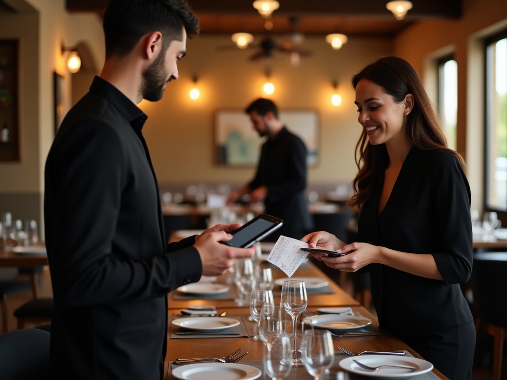 Restaurante implementando pagos digitales